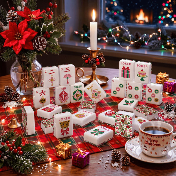 Leopard Luxe Poinsetta Glitz And Glam Holiday Christmas Mahjong Tiles And Carry Case