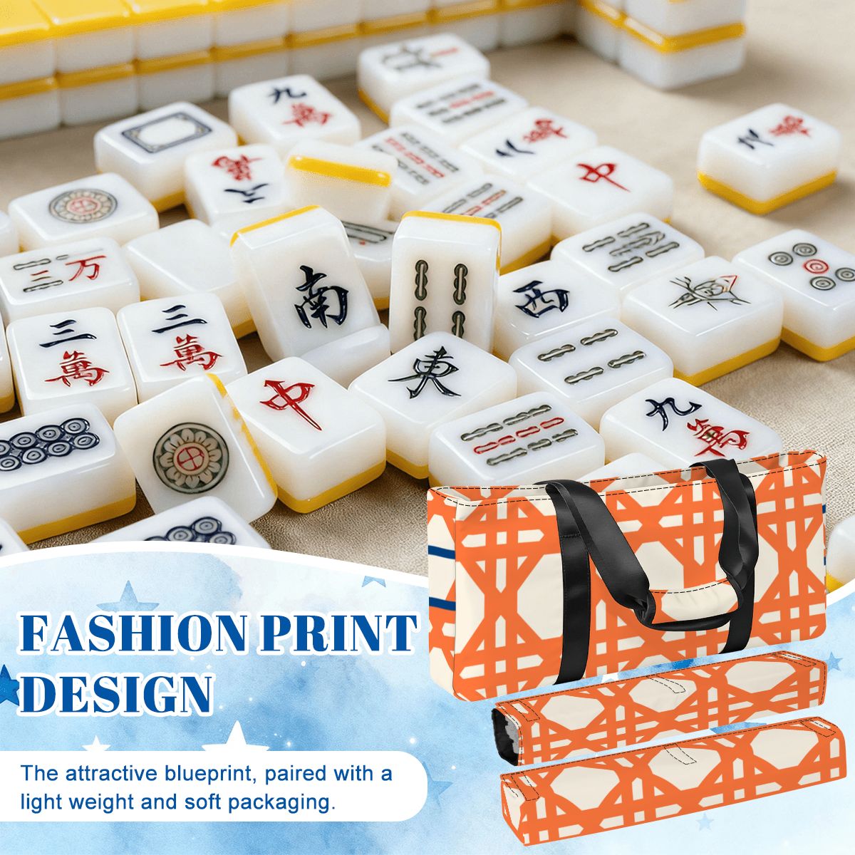 Orange Cane Bundle Rack And Tile Organizer Mahjong Bag Set - Splash of Color Co.