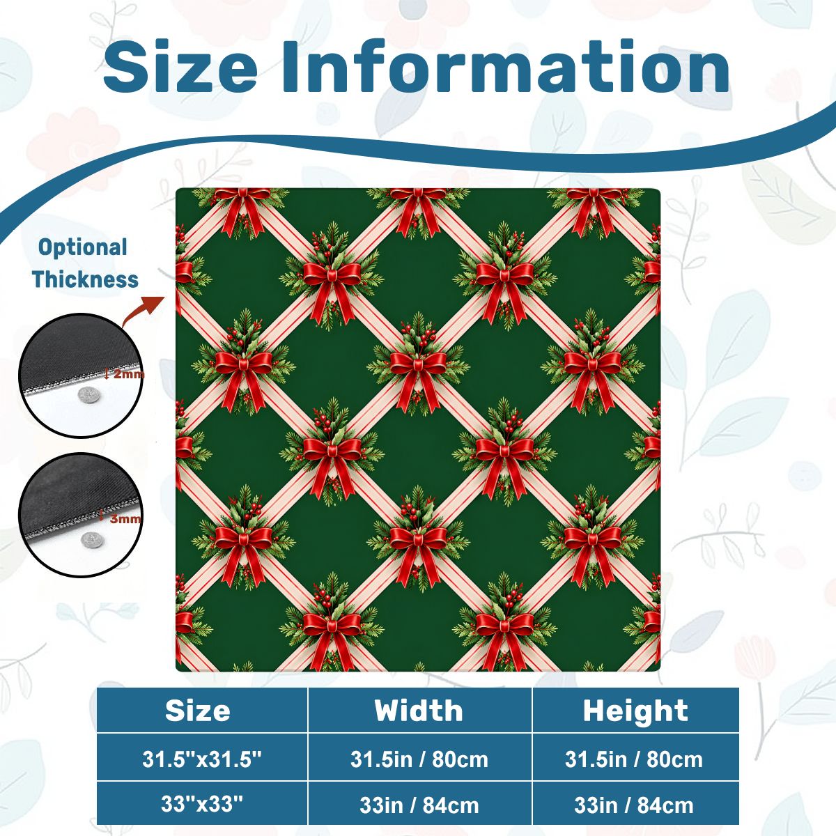 Evergreen & Bows Vintage Christmas Mahjong Mat Sleek Surface