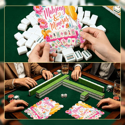 Mahjong And Mimosas Scalloped Mahjong Shuffler Cards  Set of 4