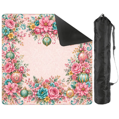 Christmas In Full Bloom Pink, Aquas, Mahjong Holdiay Mat - Splash Of Mahj And Color Co.
