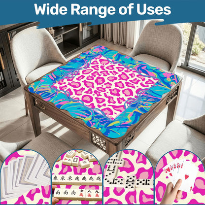 Preppy Pastel Animal Print Scalloped Mahjong Mat