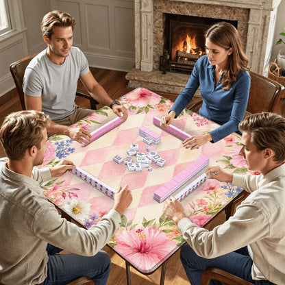 Harlequin Romance Petals Of Pink Vintage Inspired Mahjong Mat - Splash Of Mahj And Color Co.
