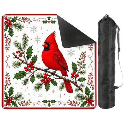 Winterberry Cardinal Bird Custom Mahjong Mat - Splash Of Mahj And Color Co.