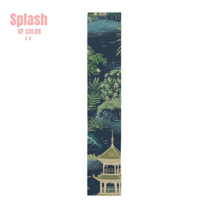 Elegant Asian Chinoiserie Floral Green And Blue Table Runner - Splash of Color co.