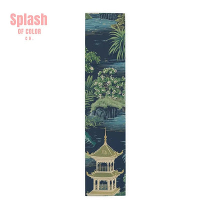 Elegant Asian Chinoiserie Floral Green And Blue Table Runner - Splash of Color co.