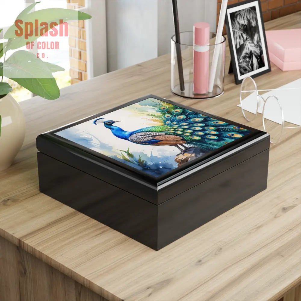 Elegant Chinoiserie Peacock Jewelry Box - Elegant Storage for Rings and Necklaces, Gift for Her - Splash of Color co.