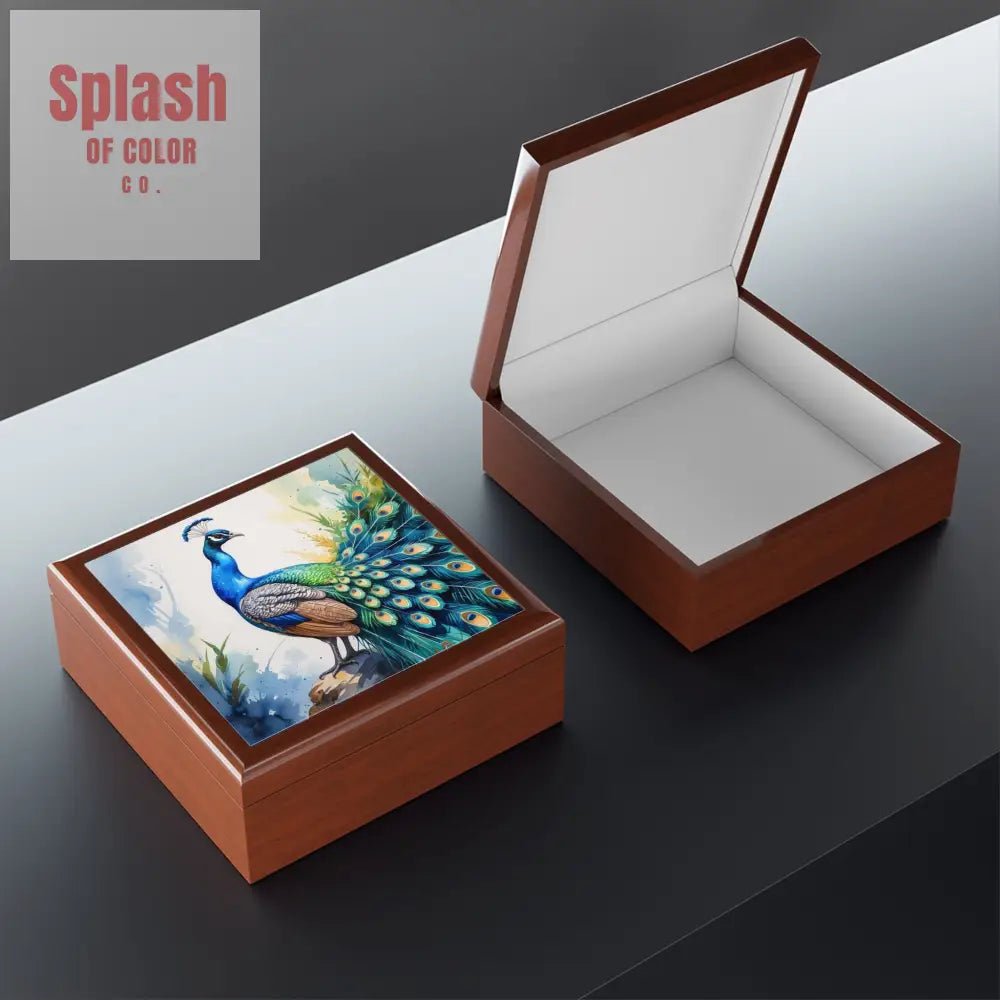 Elegant Chinoiserie Peacock Jewelry Box - Elegant Storage for Rings and Necklaces, Gift for Her - Splash of Color co.