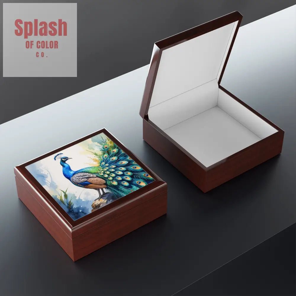Elegant Chinoiserie Peacock Jewelry Box - Elegant Storage for Rings and Necklaces, Gift for Her - Splash of Color co.
