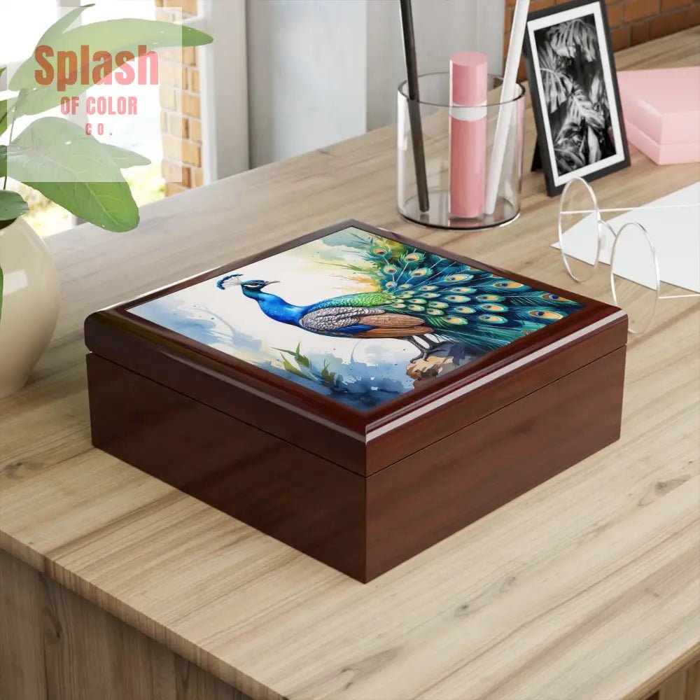 Elegant Chinoiserie Peacock Jewelry Box - Elegant Storage for Rings and Necklaces, Gift for Her - Splash of Color co.