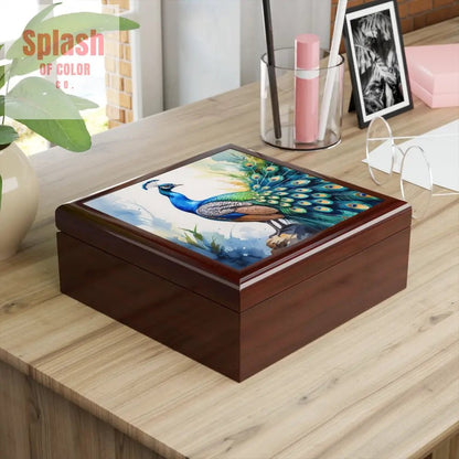 Elegant Chinoiserie Peacock Jewelry Box - Elegant Storage for Rings and Necklaces, Gift for Her - Splash of Color co.