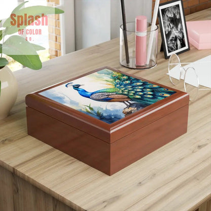 Elegant Chinoiserie Peacock Jewelry Box - Elegant Storage for Rings and Necklaces, Gift for Her - Splash of Color co.