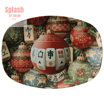 Elegant Ornate Mahjong Ornaments Holiday Entertaining Platter - Splash of Color co.