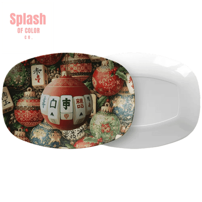 Elegant Ornate Mahjong Ornaments Holiday Entertaining Platter - Splash of Color co.