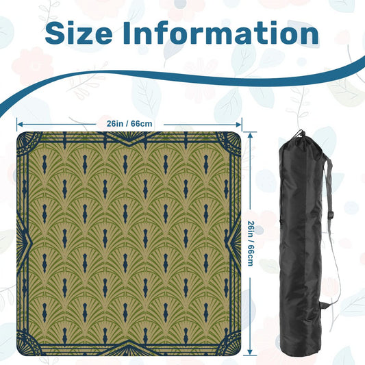 Art Deco Green And Blue Mahjong Mat 26x26 - Splash Of Mahj And Color Co.