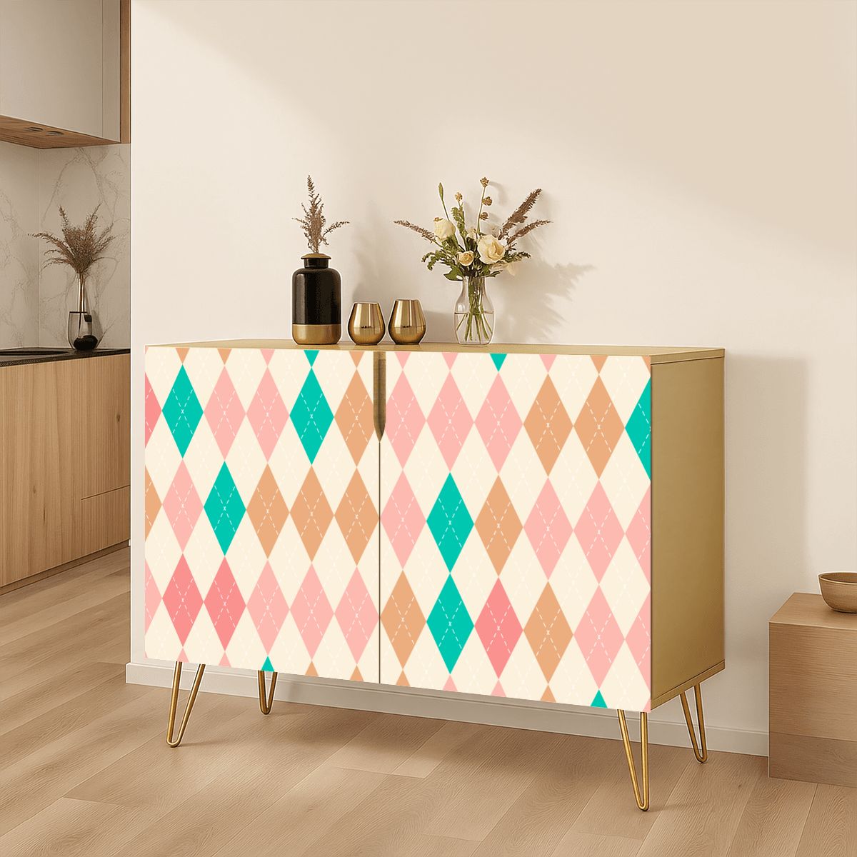 Harlequin Pastel Pretty Mahjong Tiles And Accessories Sideboard Credenza Cabinet - Splash Of Mahj And Color Co.