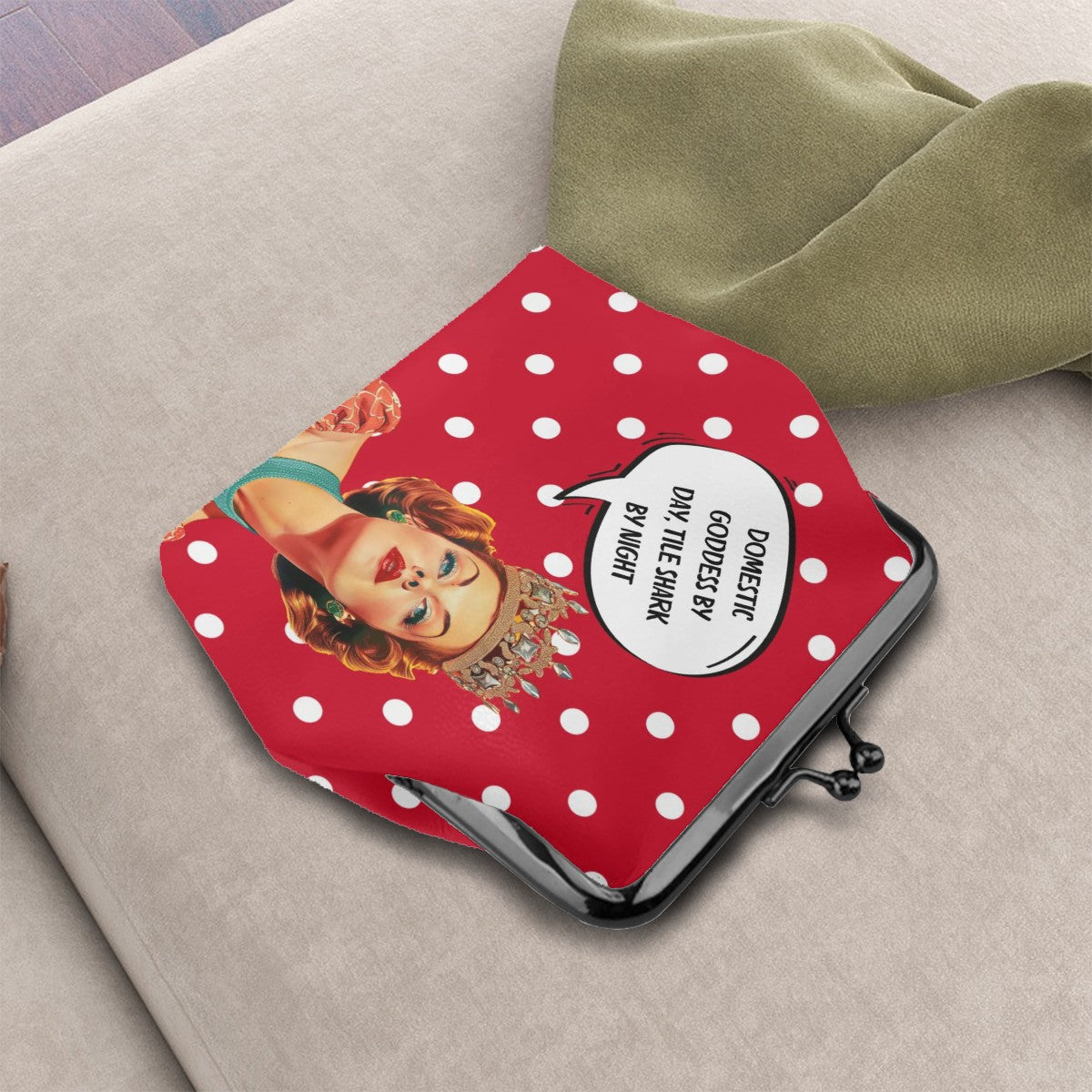 Funny Mahjong Queen Women's Leather Kiss Lock Coin Purse