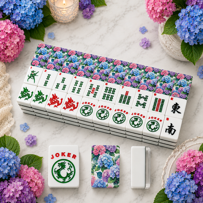 Watercolor Hydrangea Purple Pink, American Mahjong Tiles And Carry Case - Splash Of Mahj And Color Co.