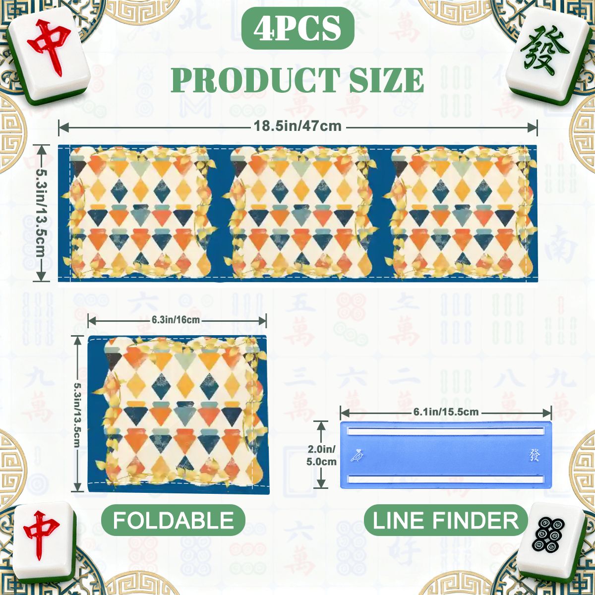 Modern Mazel 4 Mahjong Card Holder with Line Finder - Splash of Color Co.
