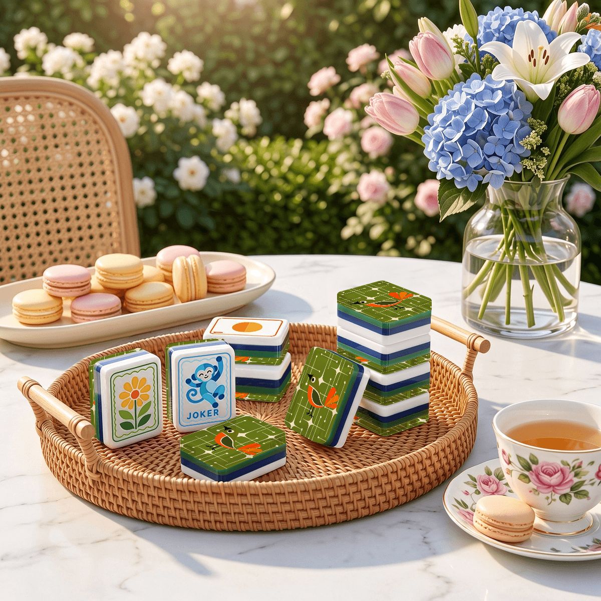 The Mod Squad Bird Club Modern Folk American Mahjong Tiles 4Layer Engraved Tiles - Splash Of Mahj And Color Co.