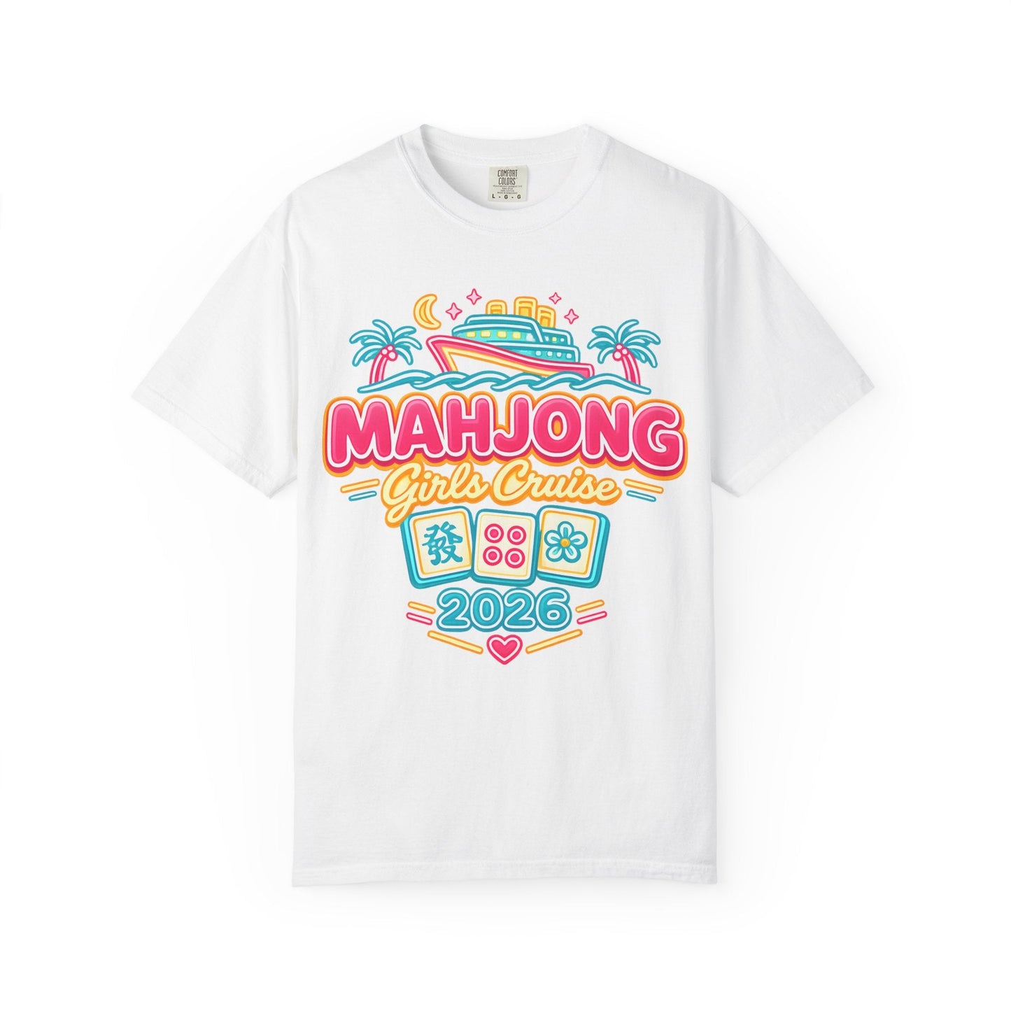 Mahjong Girls Cruise 2026 Group T-Shirt | Mahjong Tiles, Tropical Cruise Design - Splash of Color Co.