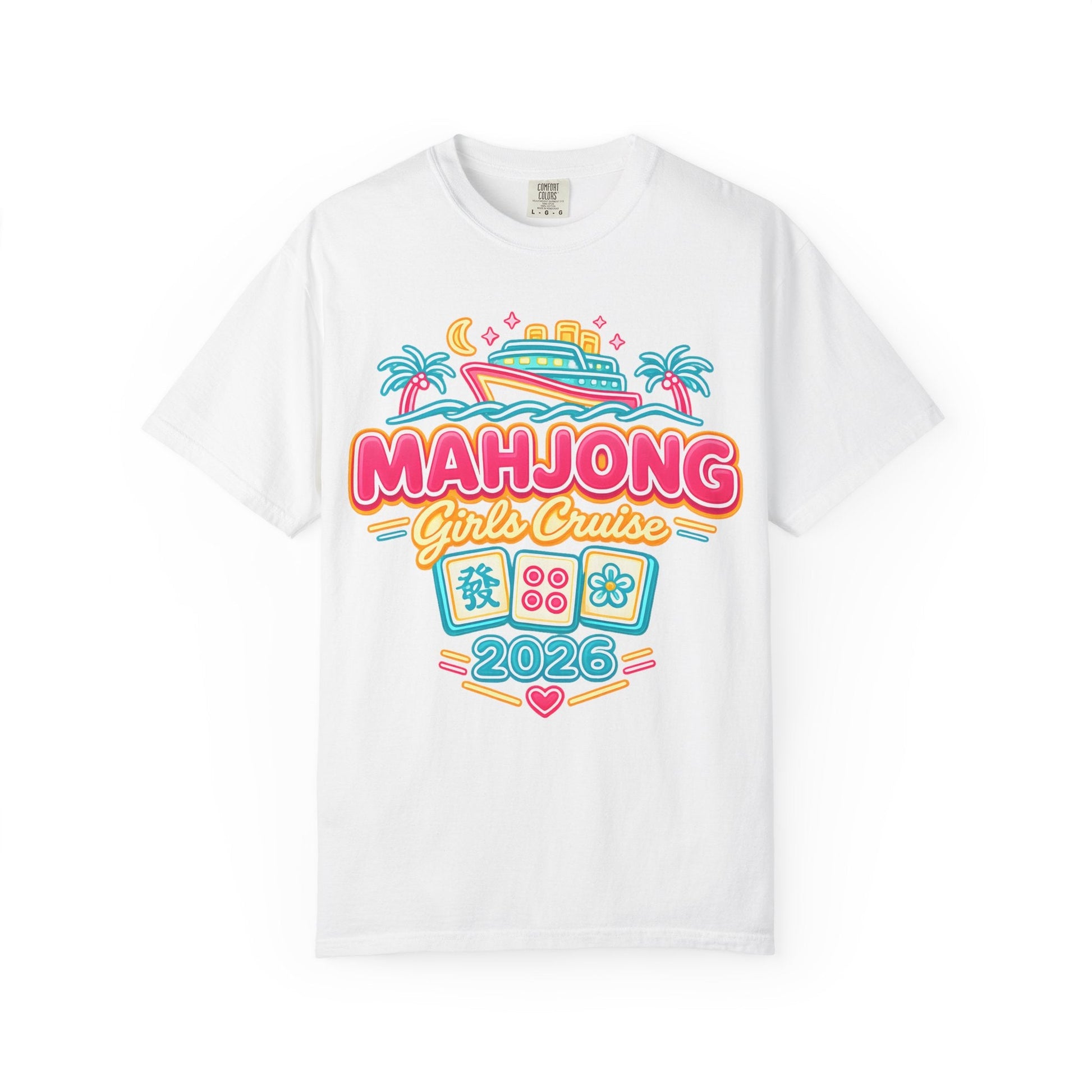 Mahjong Girls Cruise 2026 Group T-Shirt | Mahjong Tiles, Tropical Cruise Design - Splash of Color Co.