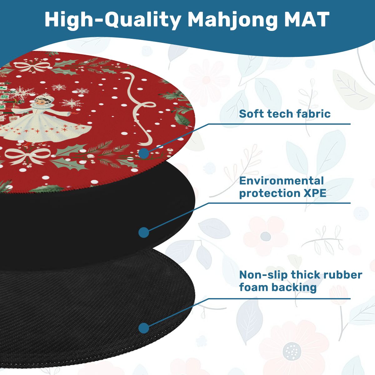 Nostalgic Christmas Red Holiday Round Mahjong Mat
