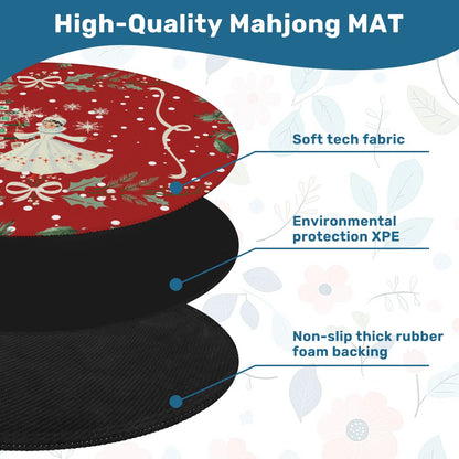 Nostalgic Christmas Red Holiday Round Mahjong Mat