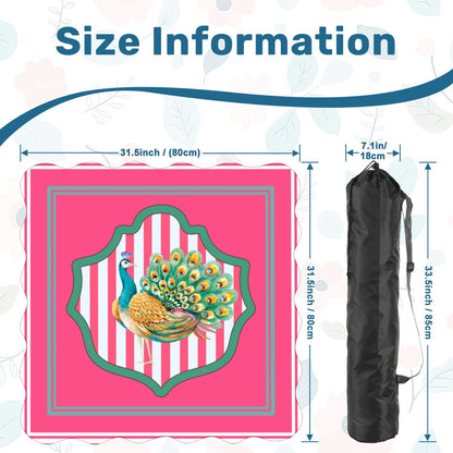 Pretty As A Pink Peacock Scalloped Mahjong Mat - Splash of Color Co.