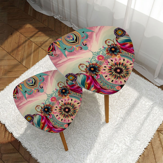 Bohemian Watercolor Bejeweled Tones Fusia Pink, Blue Boho Nesting Tables
