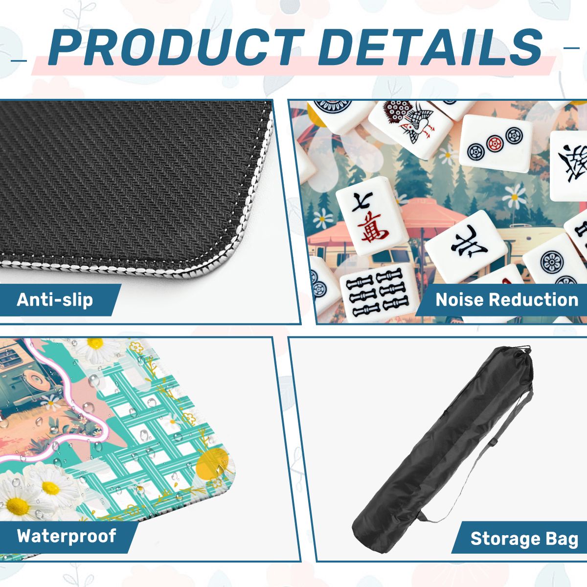 Glamper Boom Yesteryear Daisy Camping, Picnic Mahjong Mat - Splash of Color Co.