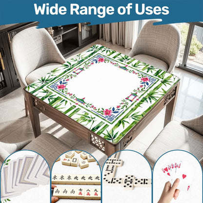 Chinoiserie Watercolor Bamboo And Pagodas Mahjong Mat