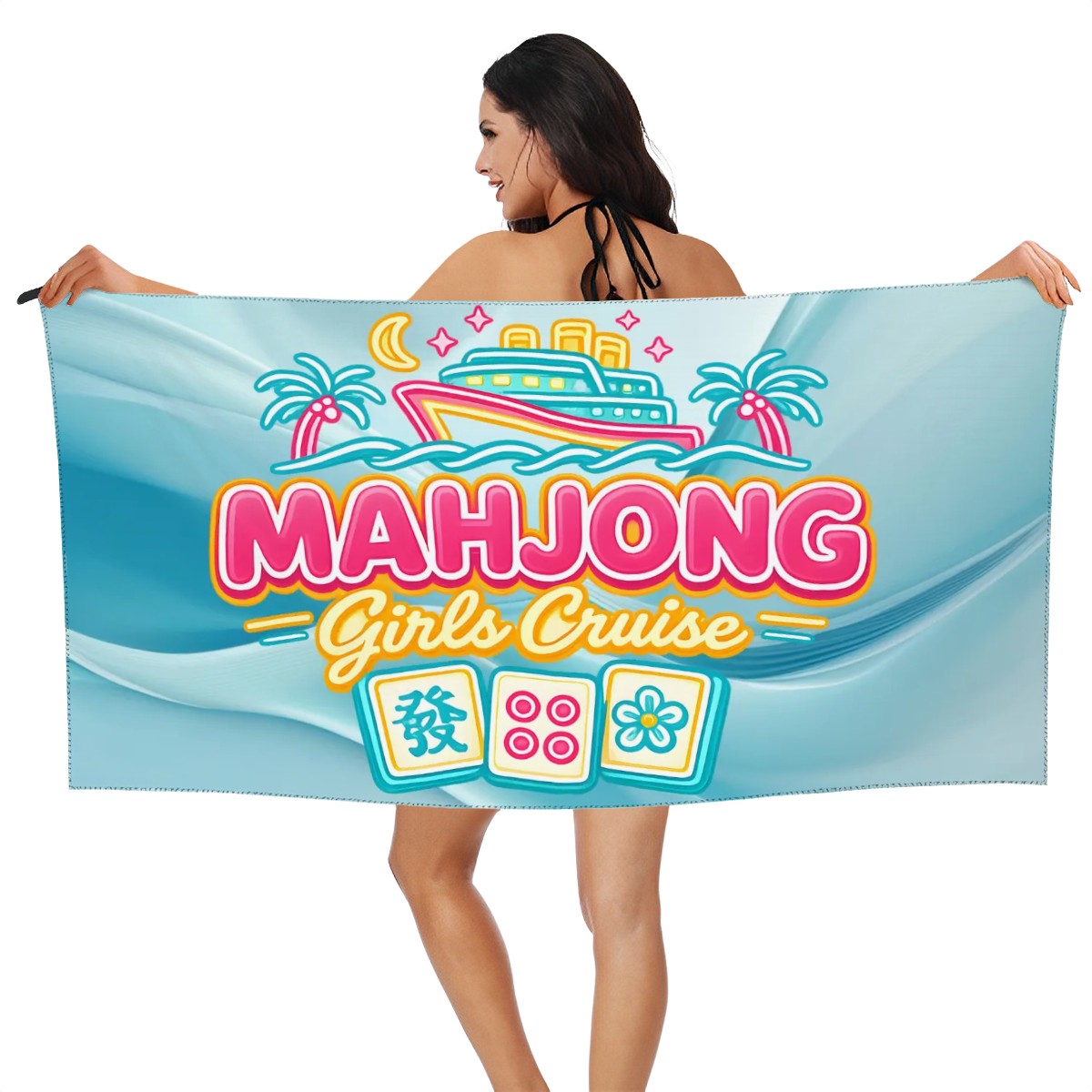 Mahjong Girls Cruise, Pool Beach Microfiber Quick Dry Towel - Splash of Color Co.