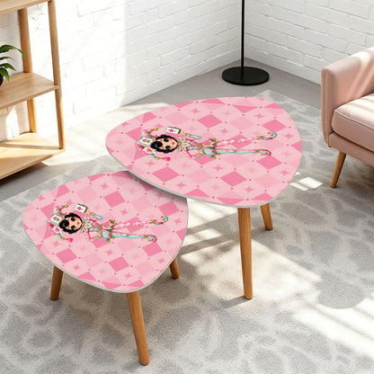 Mahjie The Mascot Preppy Pink Mahjong Side Nesting Tables