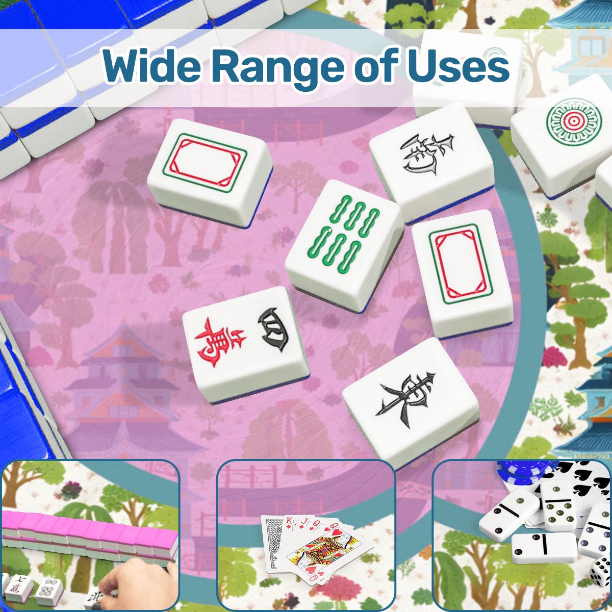 Mahjong Mat Chinoiserie Pagoda Asian Garden - Splash of Color Co.