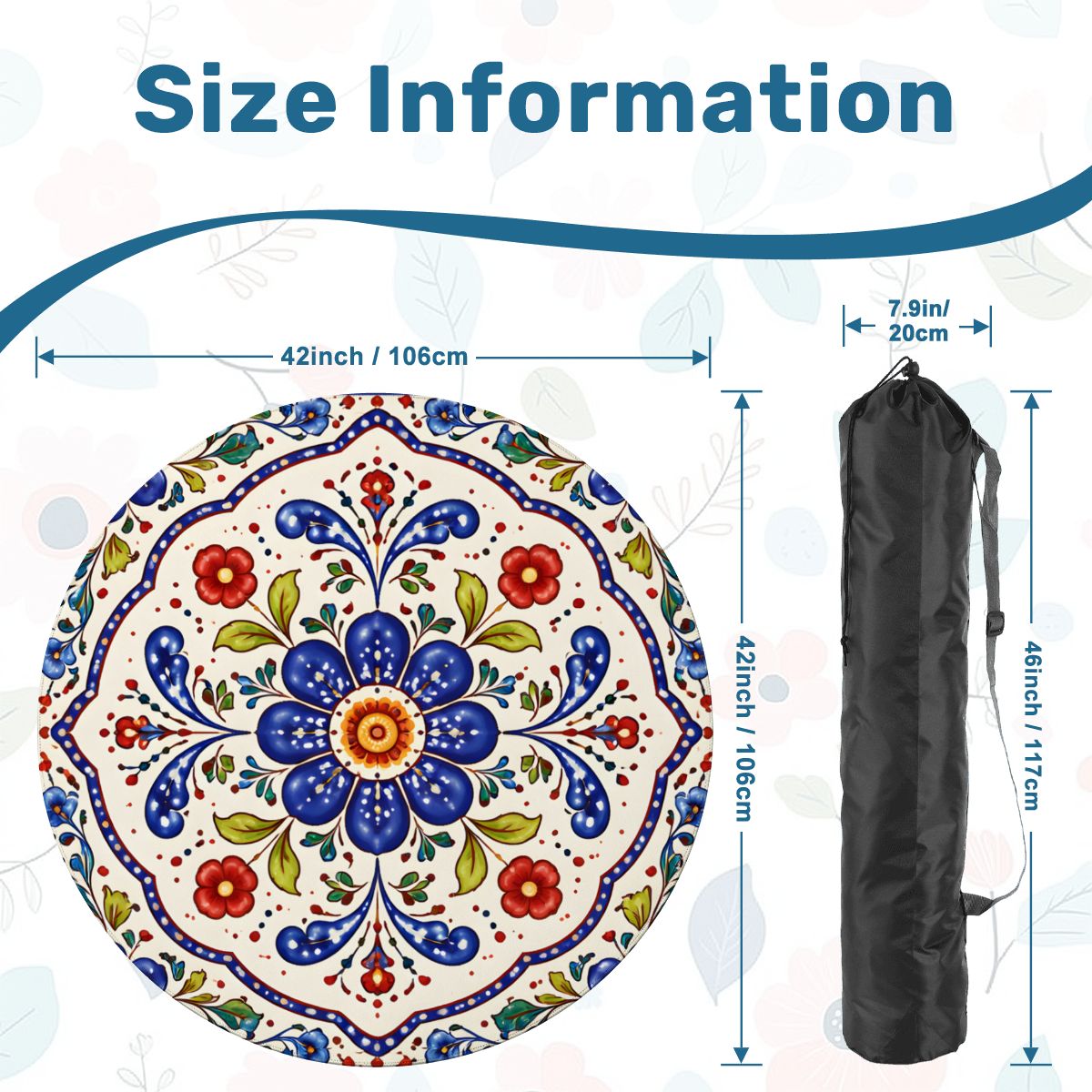 Polish Pottern Blue Porcelain Round Mahjong Mat