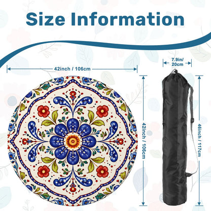 Polish Pottern Blue Porcelain Round Mahjong Mat