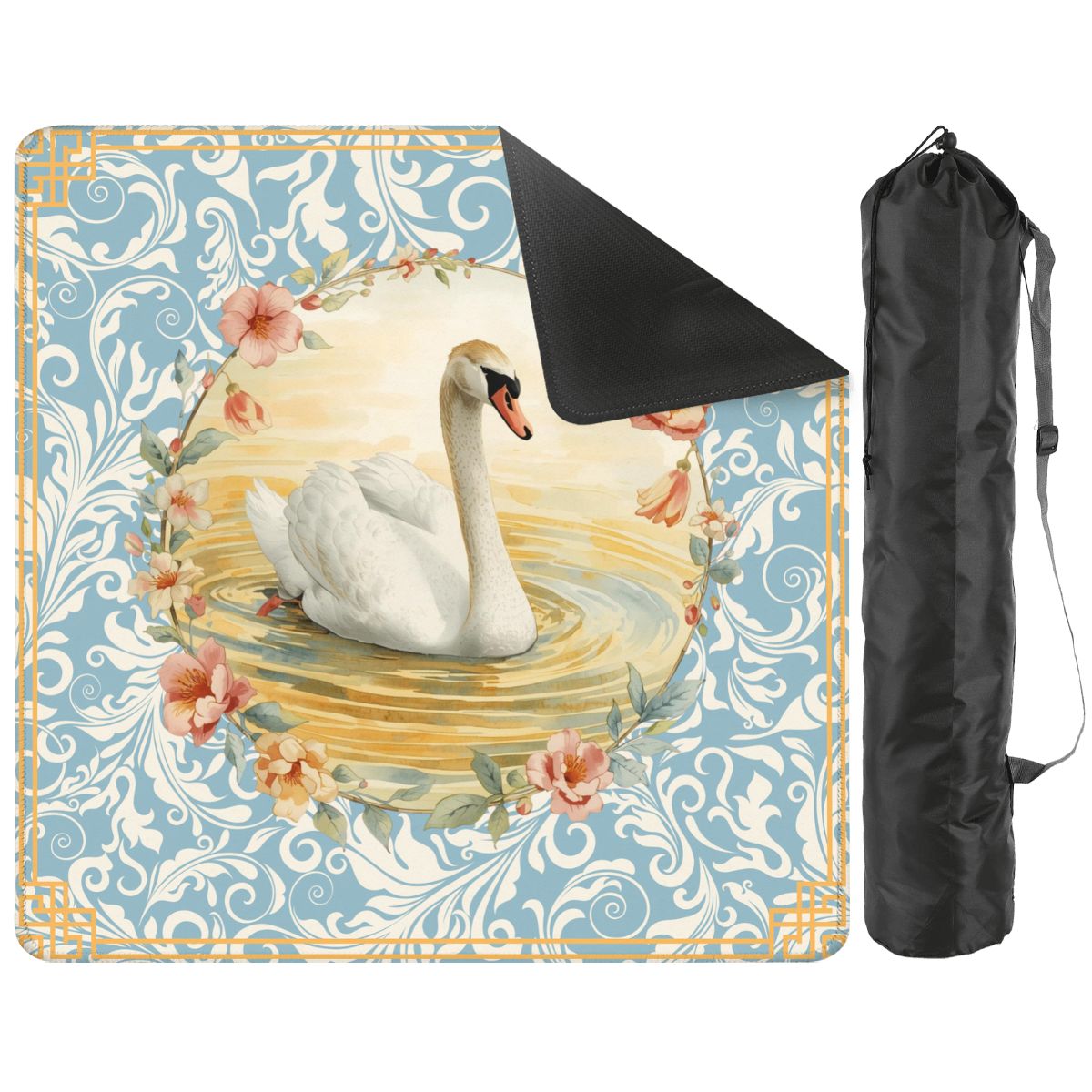 On Golden Pond Swan Mahjong Mat - Splash of Color Co.