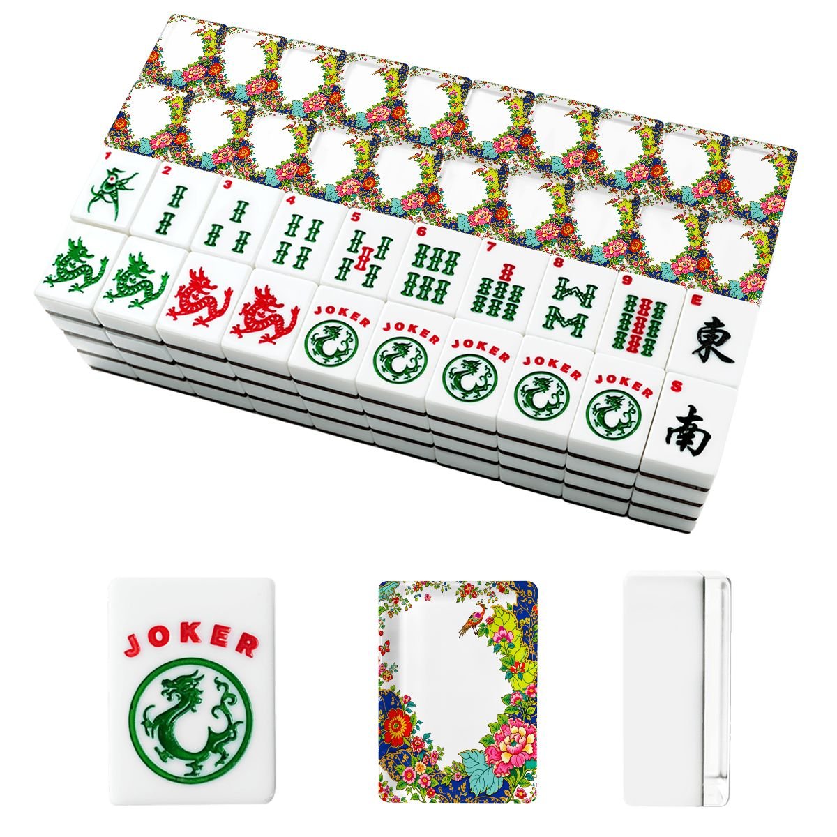 Tobacco Leaf Floral Chinoiserie American Mahjong Tiles And Carry Case - Splash of Color Co.