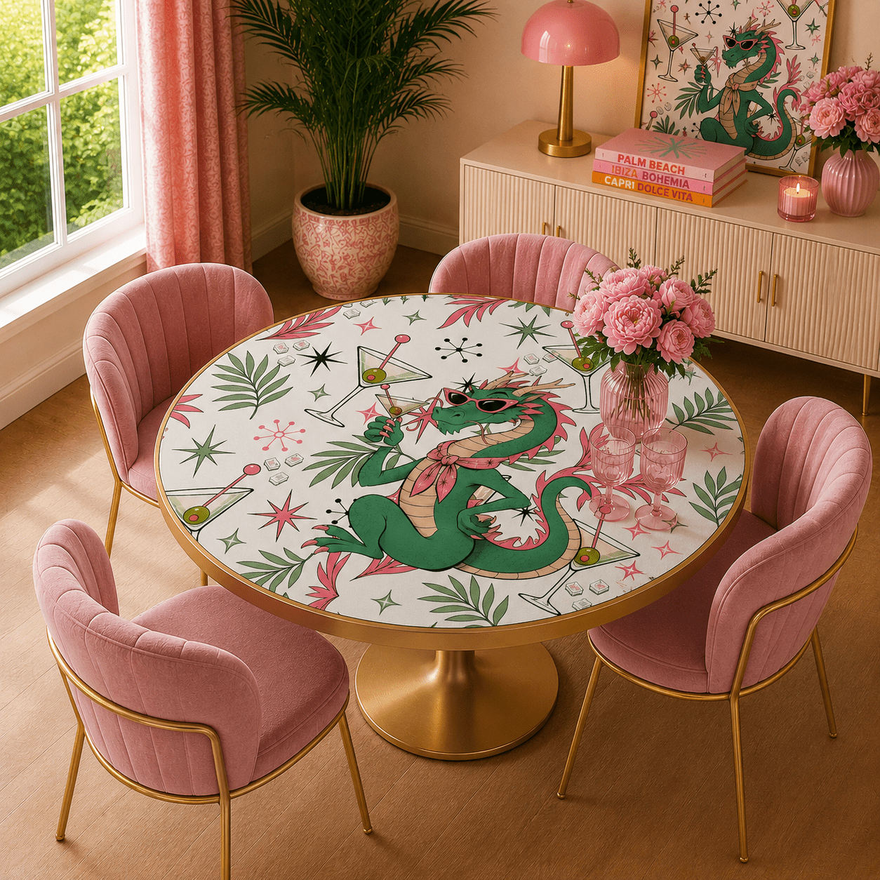 The Tipsy Dragon Round Mahjong Mat - Splash Of Mahj And Color Co.