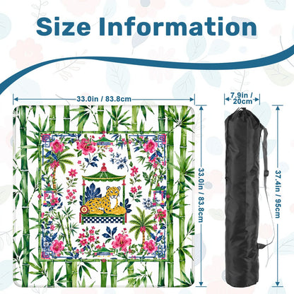 Asian Bamboo Chinoiserie Tigeress Mahjong Mat 33"x33" (Ship Rolled up)