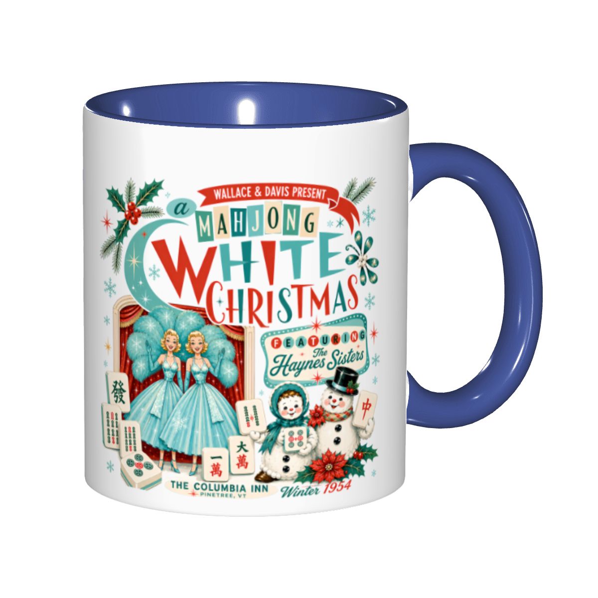 Mahjong White Christmas Nostalgic Haynes Sister Holiday Gift Mug