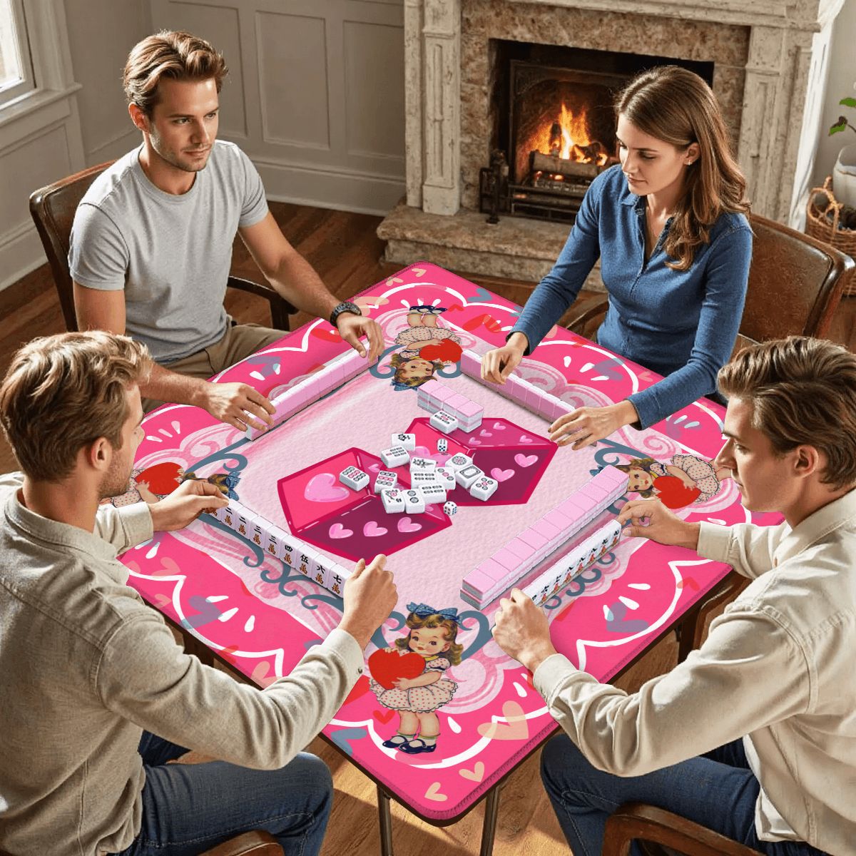 Nostalgic Vintage Valentine Mahjong Mat - Splash of Color Co.