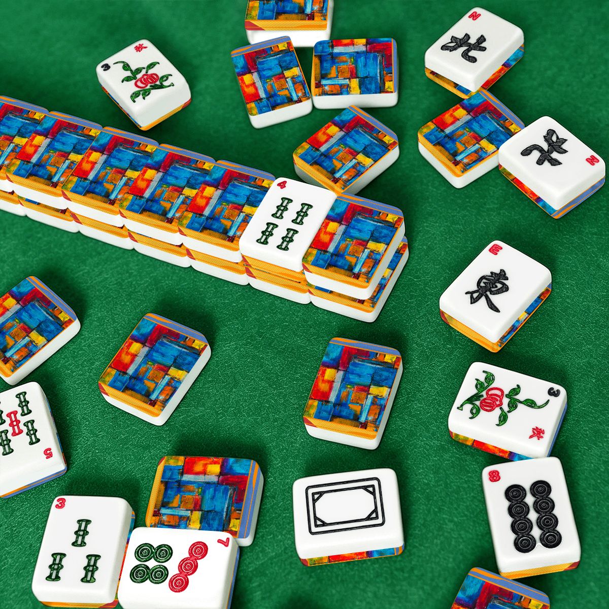 Modernist Contemporary American Mahjong Tiles With Carry Case - Splash of Color Co.