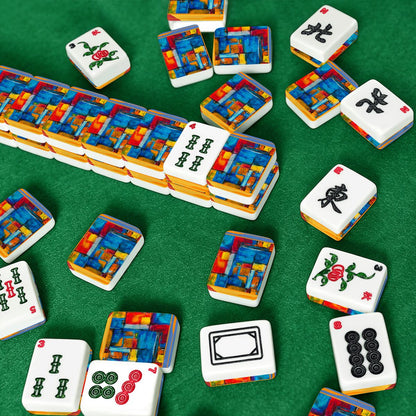 Modernist Contemporary American Mahjong Tiles With Carry Case - Splash of Color Co.