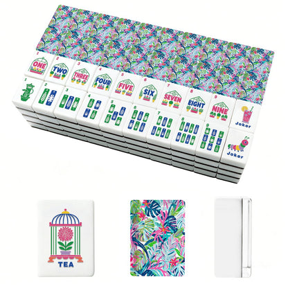 Preppy Pastel Lilly On The Lanai Floral Garden Mahjong Tiles And Carry Case