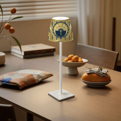 Gold Gilded Art Deco Mahjong Play LED Cordless Table Lamp - Splash of Color Co.