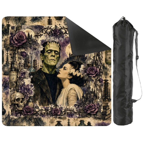 Gothic Frankenstein And Bride Mahjong Mat - Splash Of Mahj And Color Co.