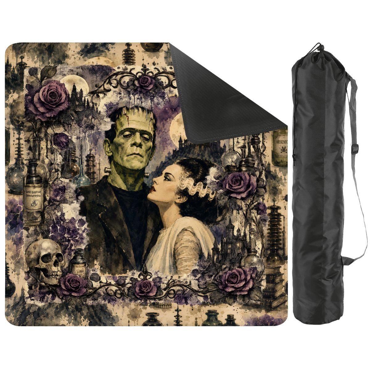 Gothic Frankenstein And Bride Mahjong Mat - Splash Of Mahj And Color Co.