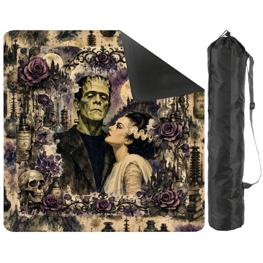 Gothic Frankenstein And Bride Mahjong Mat - Splash Of Mahj And Color Co.